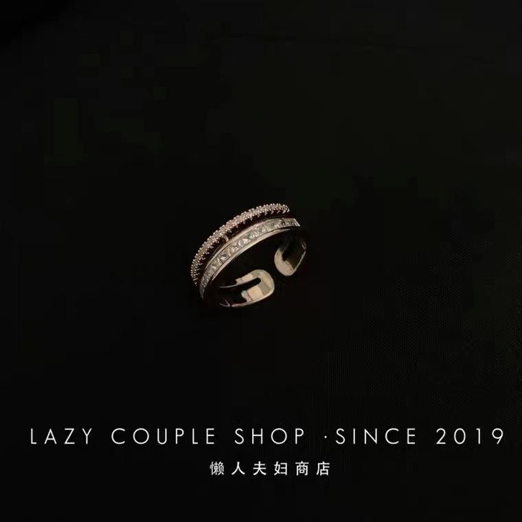 Light Luxury High-End Feeling Shows White Hands! Bouncing Ring Slightly Inlaid With Zirconium Super Flash Opening Adjustable Ring Woman