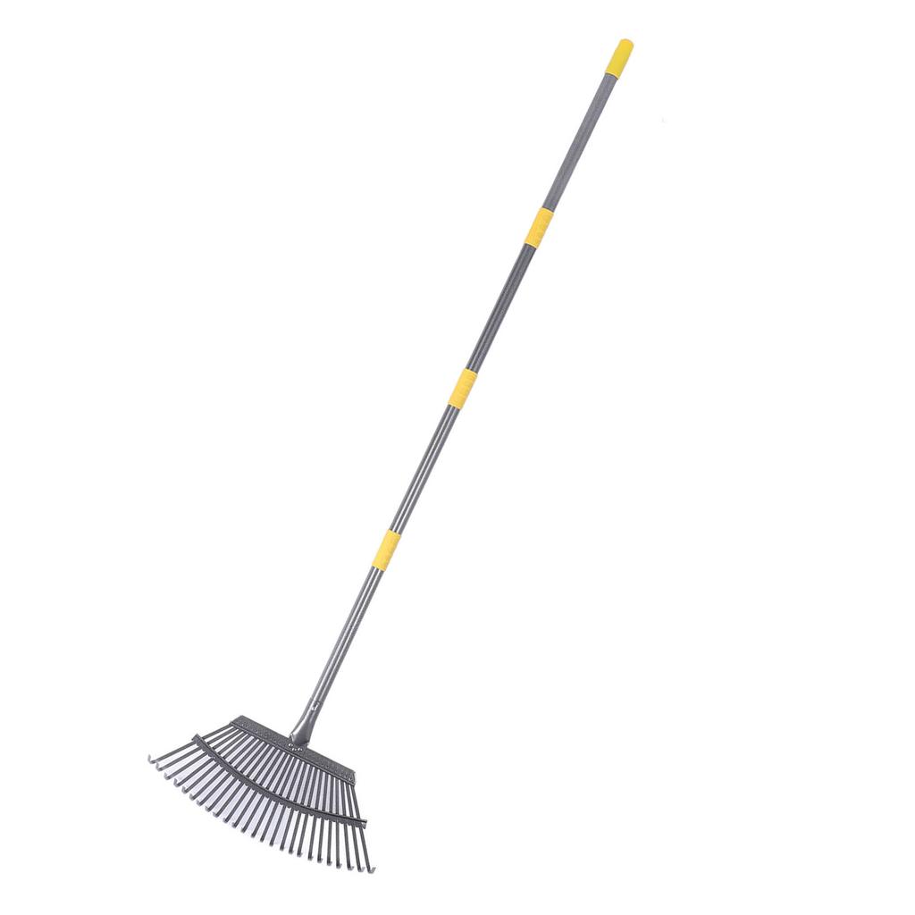 Greblă de grădină Greblă lată pentru frunze pentru arbuști cu 25 de dinți Greblă de scarificare pentru curte cu mâner reglabil pentru adunat frunze, resturi de iarbă, gunoi