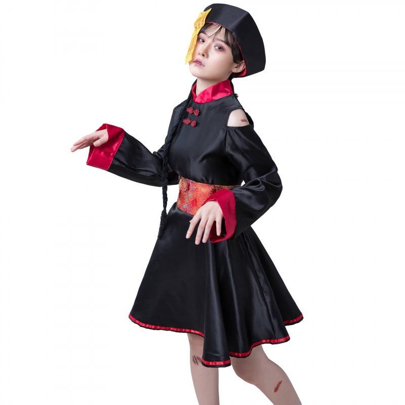Zombie Vampire Vintage Embroidery Print Halloween Zombie Costume Dress Free Stickers