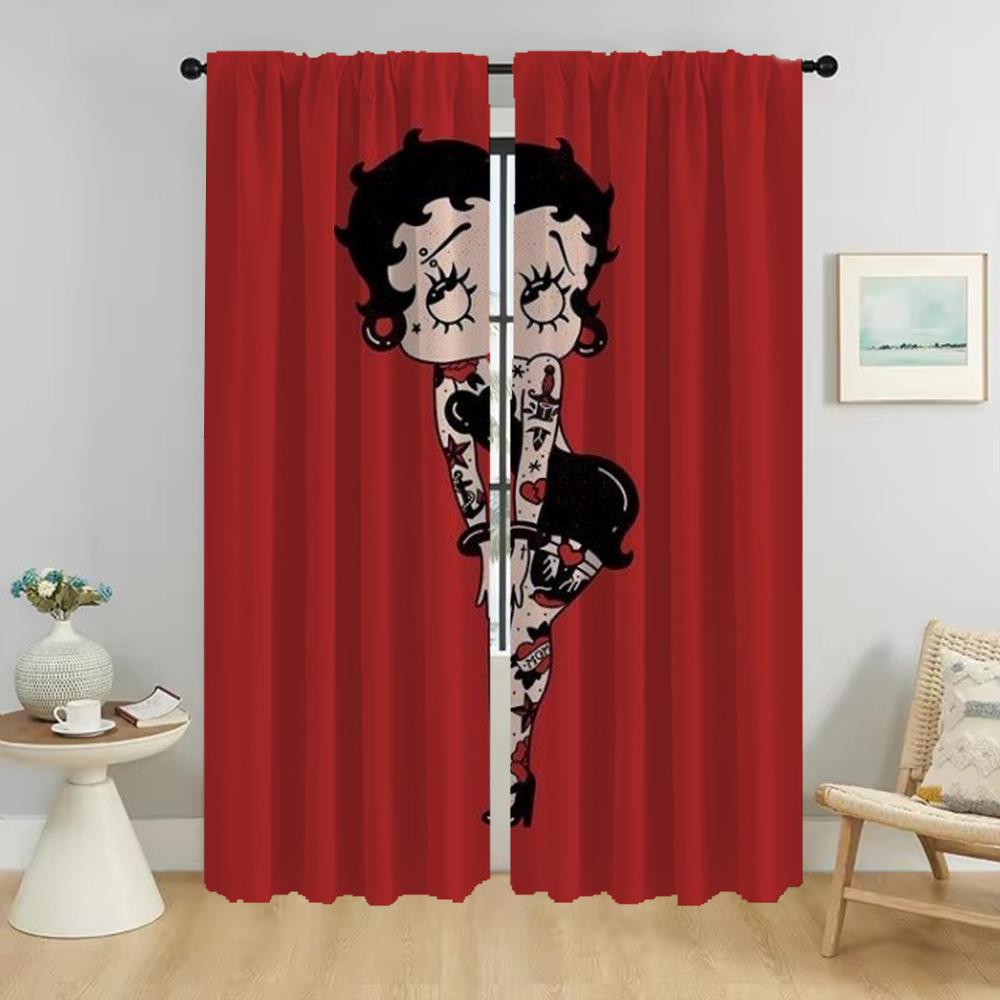 Bettyes Boopes Curtains for Living Room Curtain Shades Tulle for Bedroom Home Interior Curtains 2 Pieces Partition Kitchen Child