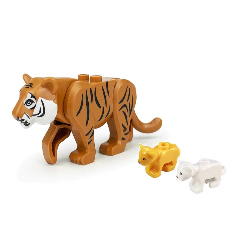 MOC Zwierzęta Zoo Klocki Słonie Tygrysy Słonie Małpy Łosie Niedźwiedzie Owce Wielbłąd Koń Krokodyl Lampart Mini Klocki DIY T11