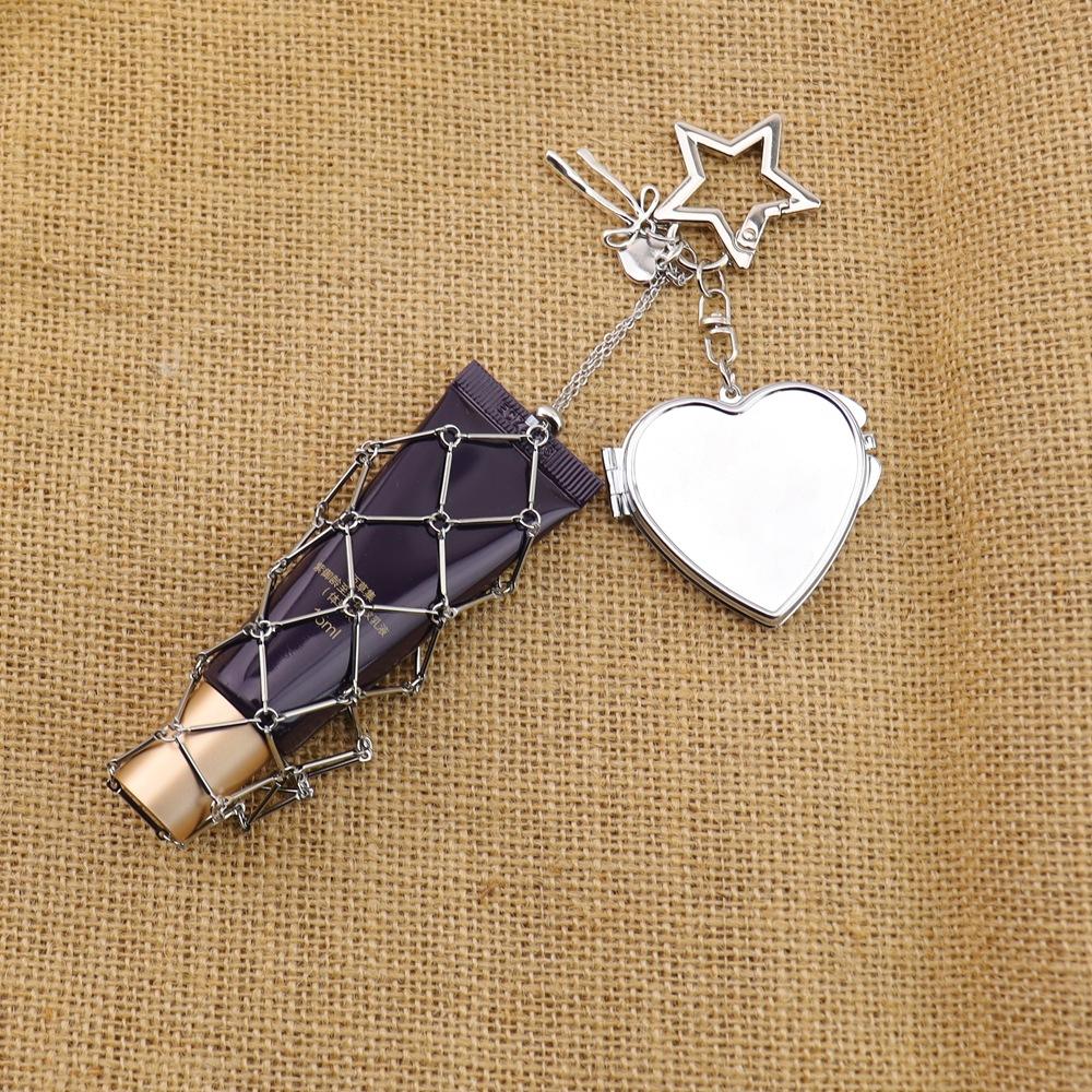 Premium Silver Lipstick Mesh Pocket Bag Pendant Fashion Lipstick Bag Hanging Celebrity Style Key Pendant K53