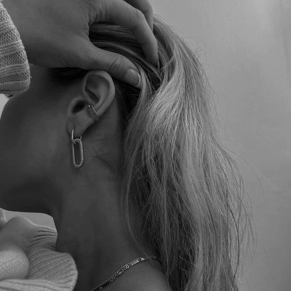 Yori 1pair Bold 18k Gold-plated Stainless Steel Chain Design Earrings, High-end Fashion Ear Jewelry For Parties Jewelry Gift