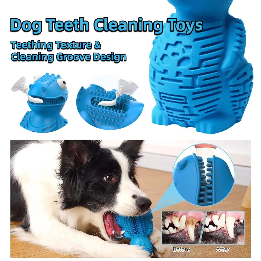 Cute Pet Puzzle Toy Treat-filling Capbbilities for Chew Durable Rubber Dinosaur Dog Teeth Cleaning Toy