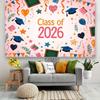 2D Class of 2026 Grad Banner, Cute Pink Background with Stars