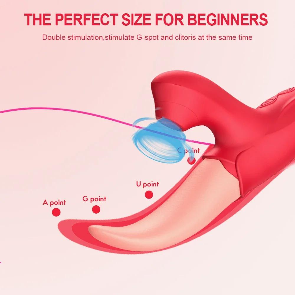 Licking Sucker G Spot Vibrator For Women Powerful Double Stimulation Clitoris Stimulator Dildo Vagina Massager Adult Sex Toy 18+