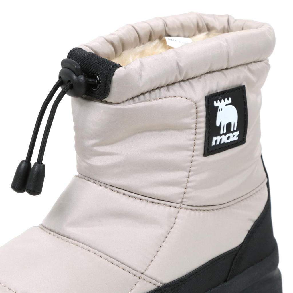 Mozu Damen Daunenstiefel, Innenfutter aus Boa, Manschette mit Paracord, 4 Stunden wasserdicht, Wasserabweisend, Rutschfeste Sohle, Greige, Größe 24,5 cm