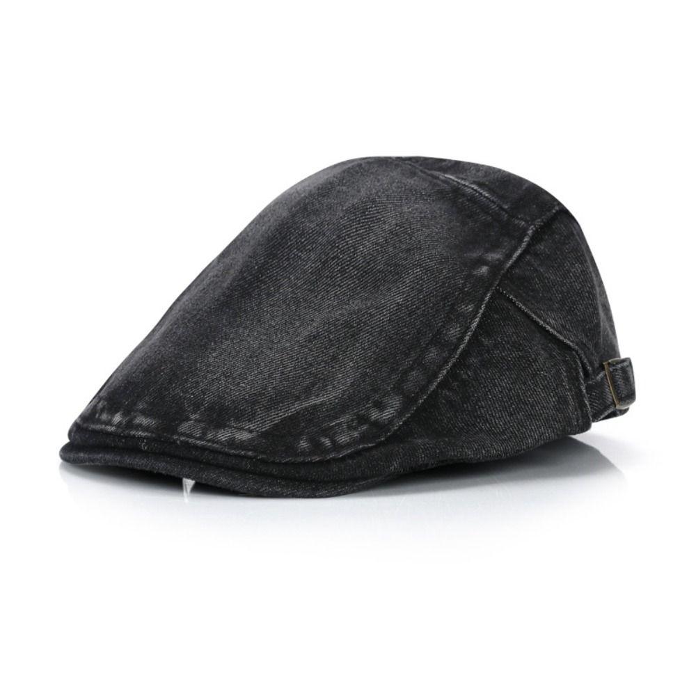 

Adjustable Newsboy Hat Baker Peaked Leisure Visor Cap Casual Denim Beret Hat Women Girl black