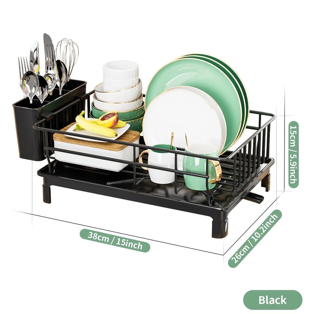 Geschirrabtropfgestell,Besteckkorb mit Abtropfschale und Tropfrinne,Tassenhalter,Besteckhalter,Küchenarbeitsplatten-Aufbewahrungsregal