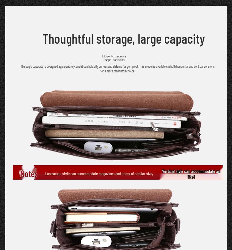 2025 Herren Umhängetasche mit großem Fassungsvermögen für Business Casual - Horizontale & Vertikale Tablet-Stile