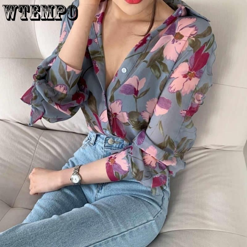 Cămașă de primăvară și toamnă pentru femei Cămașă din șifon fragmentată ușoară Cămașă mică în stil occidental cu design Cămașă versatilă cu mânecă lungă