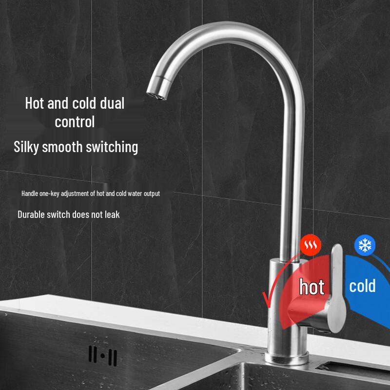 Yuzhuxun Gooseneck Wall-Mounted Hot/Cold Brass Kitchen Faucet