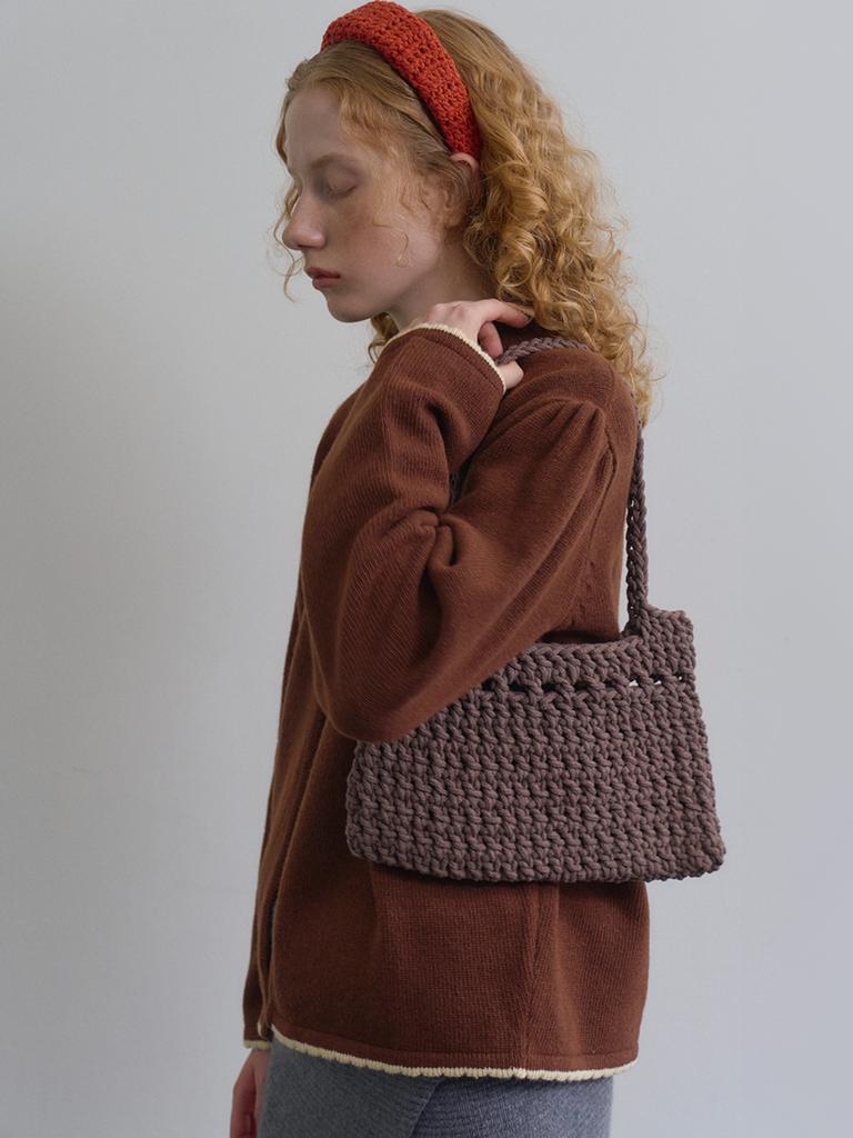 Tinknit Handmade Knit Basket Bag_Brown