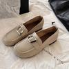 British Style Small Leather Shoes Square Belt Buckle Loafers Women's 2025 Spring and Autumn New One-pedal Casual Versatile Women's Shoes