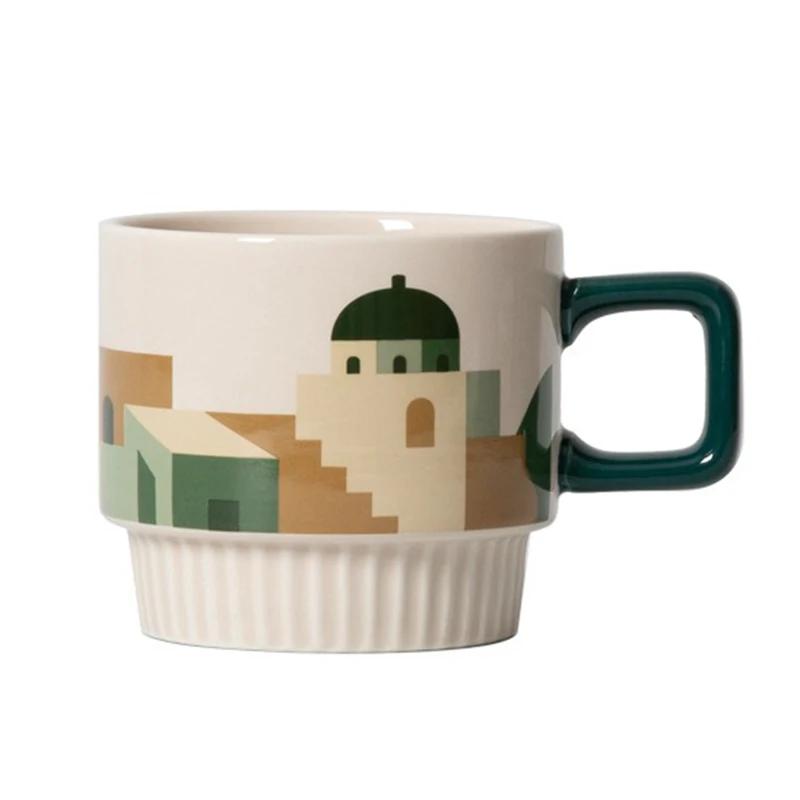 

320 мл креативная керамическая кофейная кружка с рисунком пустынного кактуса, чашка для чая с молоком, кружка для завтрака, овсяная кружка, молочная кружка, офисная посуда, чашки для напитков, подарок 320ml