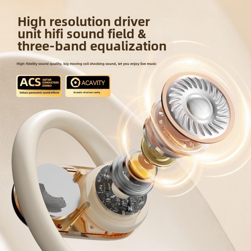 Wireless Headphones Ows Hifi Stereo Open Bluetooth 5.4 Earphones With Mic Call Noise Reduction Sports Waterproof