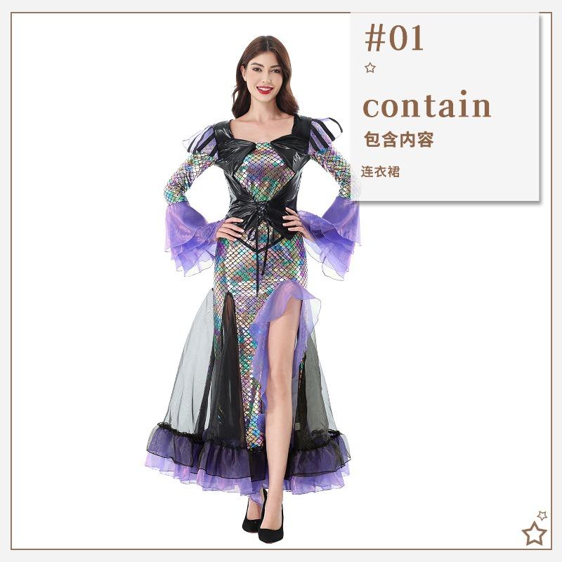 Halloween costume sequined mermaid princess performance stage costume evening dress elf sexy dress