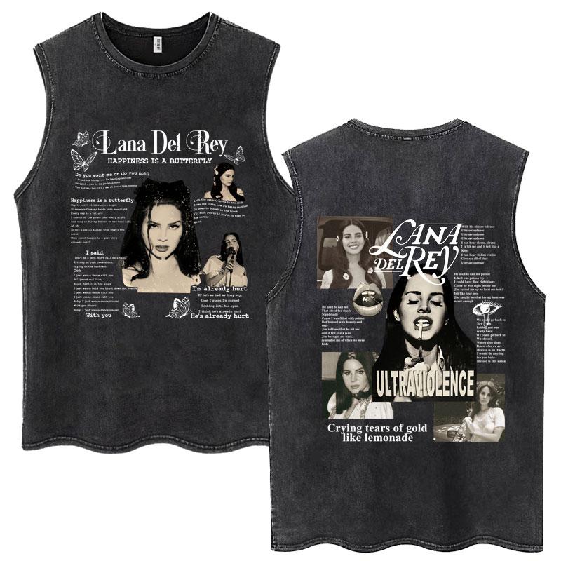 

Lana Del Rey Graphic Print Wash Tank Tops Vintage Style Men Women T-shirt Hip Hop Cotton Oversized Sleeveless T Shirt 3XL