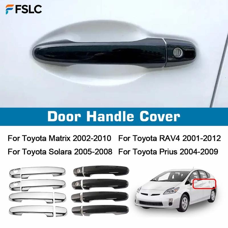 Door Handle Cover For Toyota Matrix 2002-2010 Solara 2005-2008 RAV4 RAV 4 2001-2012 Prius 2004-2009 Gloss Black Chrome Car Trim