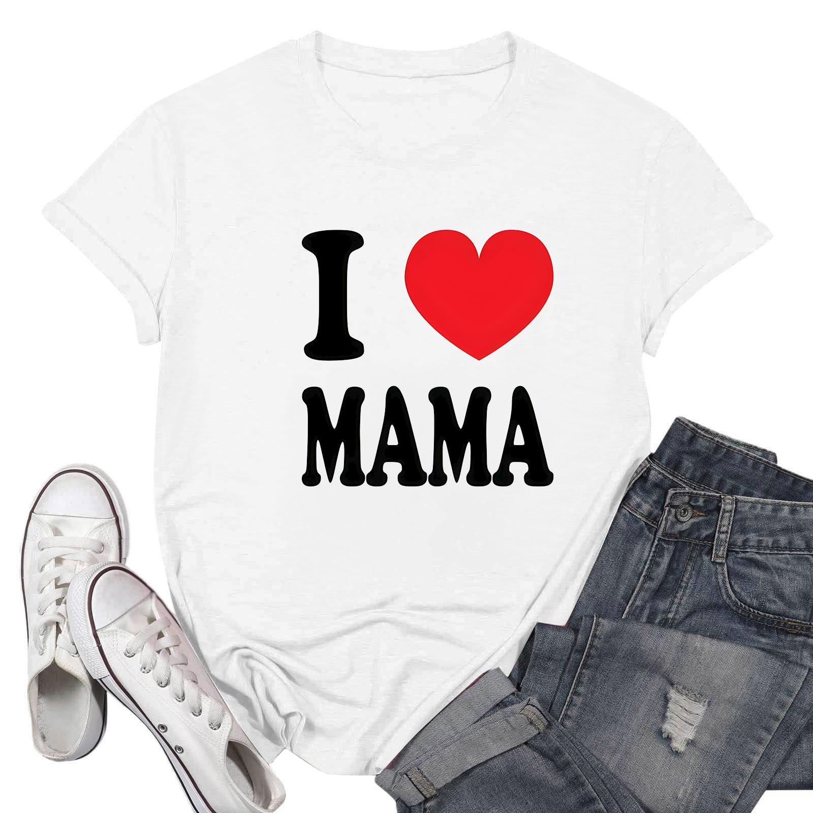 

Женская повседневная футболка с принтом ко Дню матери, пуловер с круглым вырезом, топ с короткими рукавами XL белый