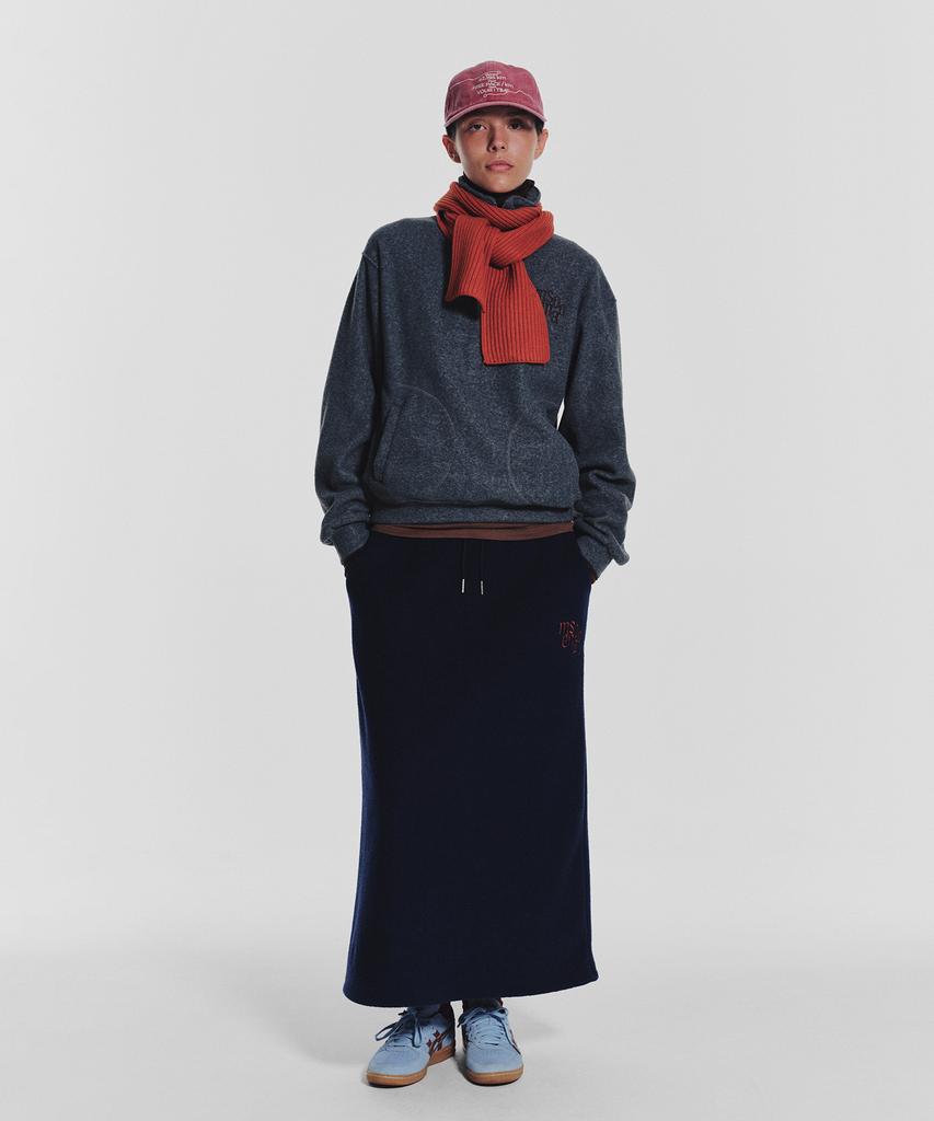 Minasu Terry Fleece Long Skirt_Navy