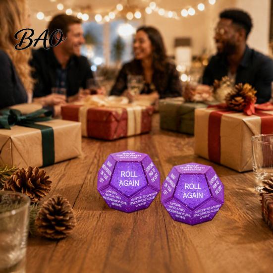 White Elephant Gift Exchange Dice Santa Swap Dice, Christmas Stocking Stuffers Party Game Glitter Multi-sides for Present with