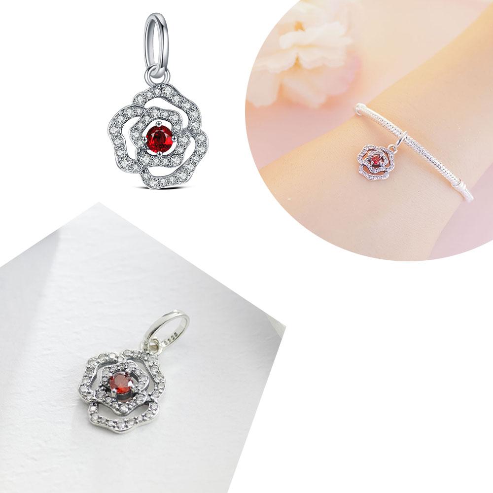 Elegant Rose Charm Fit Bracelet Diy For Women Daily Wear Romantic Fashion Flower Pendant Love Gift Originalcopper Bead