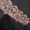 Rose Gold Bridal Crown Pink Diamond High End Crystal Crown Tiara  Wedding Accessories Crown Comb