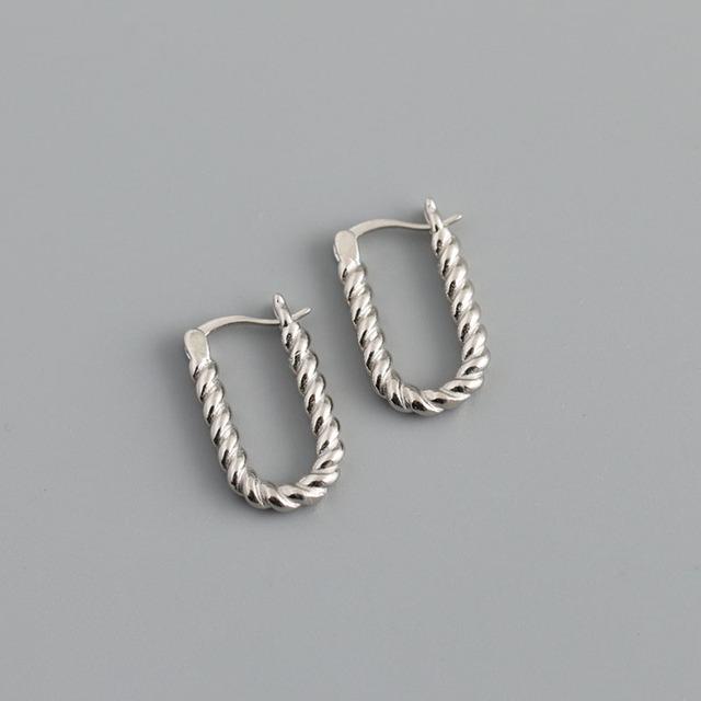 

ANENJERY U-образные серьги для женщин, простые французские серьги-кольца из витой веревки, букле д орей, серебристого цвета