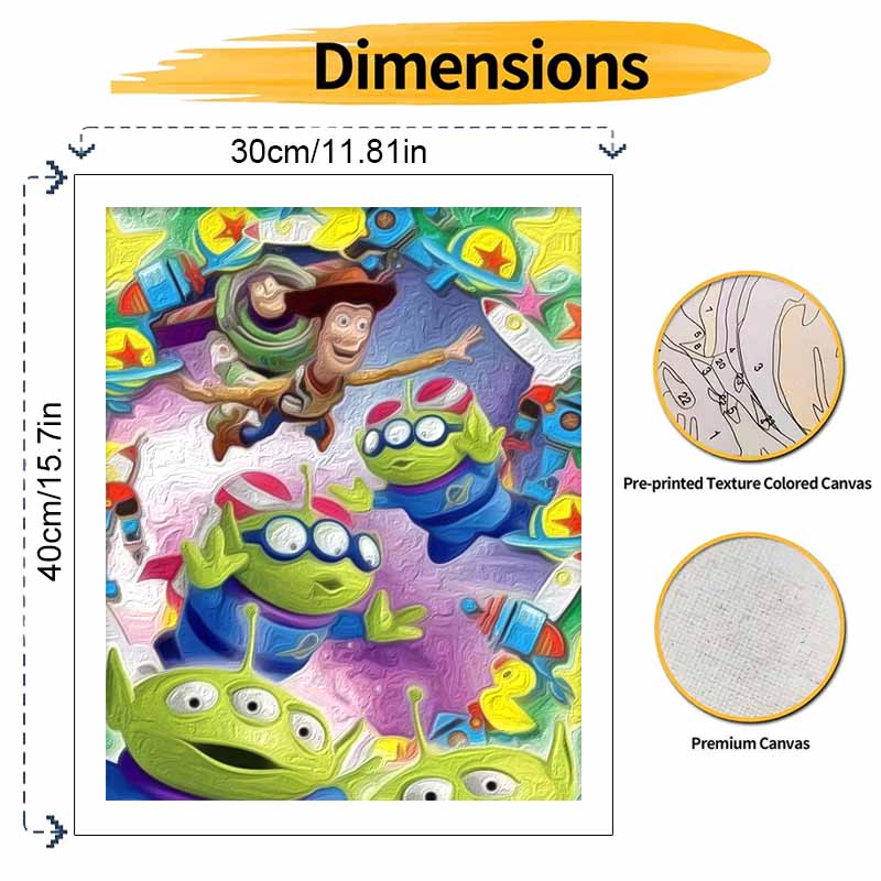 Disney Toy Story Alien digital oil painting diy handpainted coloring painting home decoration, perfect for wall art craft hobby decor.