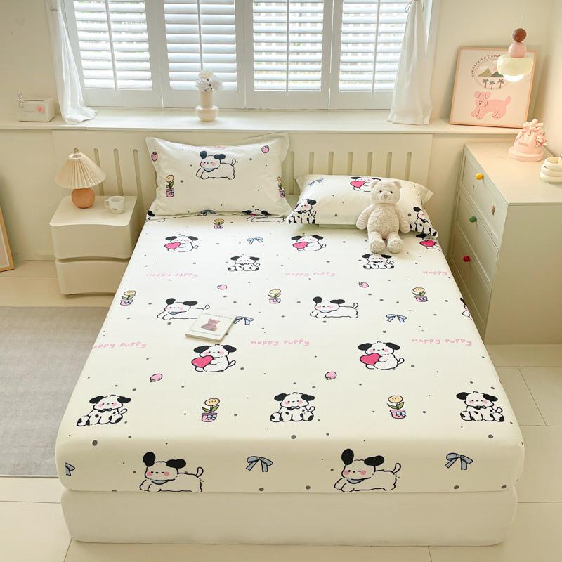 100% Cotton Fitted Sheet: Soft, Printed, Moisture-Wicking, Sweat-Absorbing, Anti-Static Mattress Protector