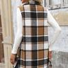 Women's Fashion Trend Vests for Autumn and Winter Contrasting Stripes Checkered Button Up Sleeveless Cardigans