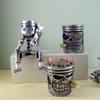 Mechanischer Punk Geschnitzter Kolben Totenkopf Gesicht Statue Kreative Europäischer Metallischer Stil Piraten Skulptur Harz Figur Desktop Deko
