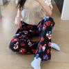 Women's Summer Thin Cartoon Sleep Pants Loose Casual Lounge Long Pants Breathable Soft Pajama Bottoms