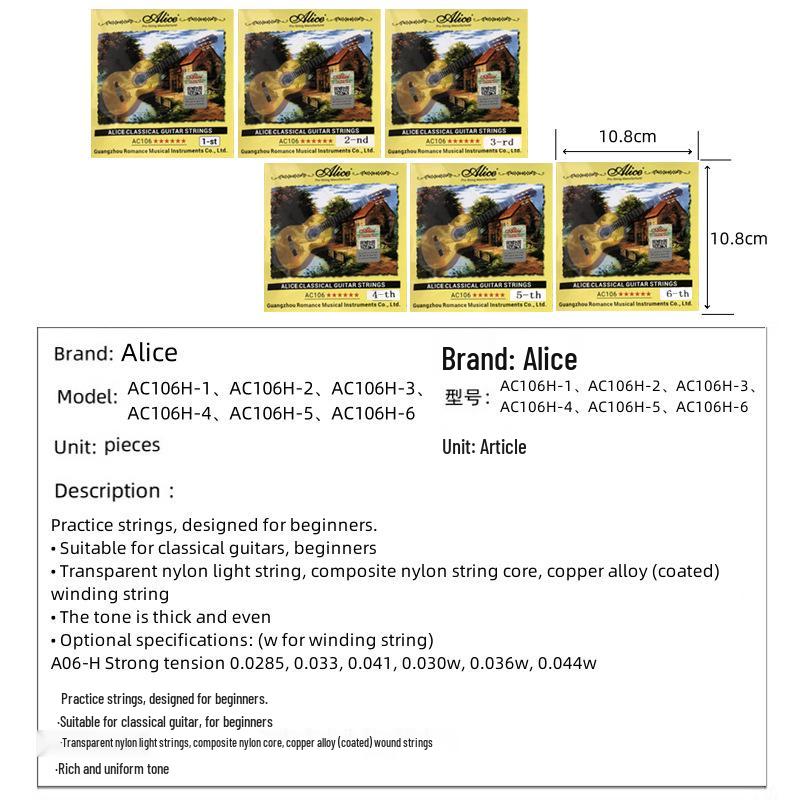 Alice Classical Open Nylon Guitar String AC106-123456
