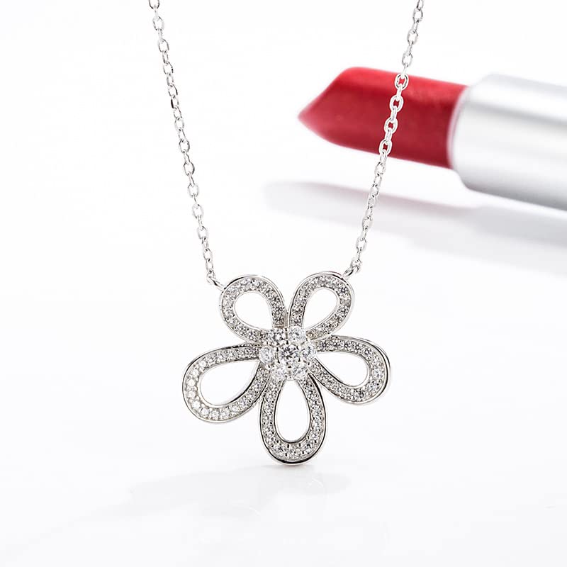 [AVANCE] Flower Necklace, Earrings, Ring, Zirconia, Large Size, Women's (Necklace)