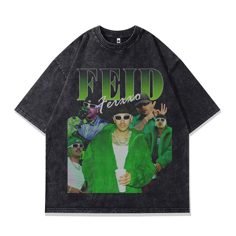 Zoals Mannen Topjes Korte Mouwen Trendy Gewassen Vintage Overhemden Hip-Hop Print T Retro Los L black