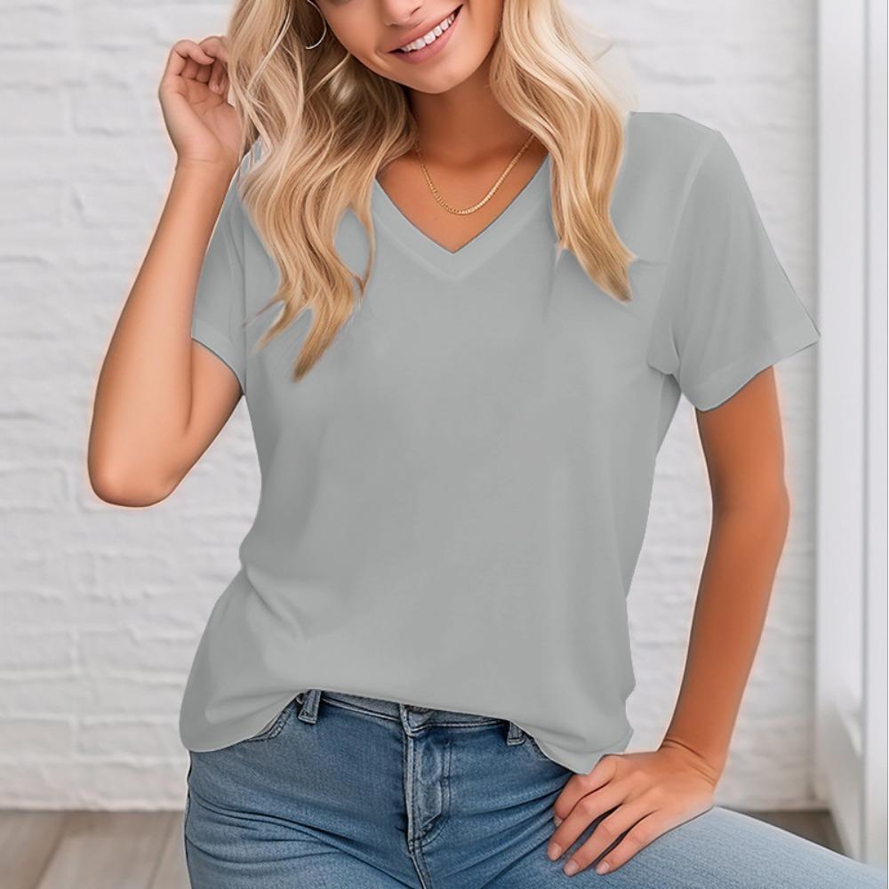 

Women s short-sleeved T-shirt solid color design summer tops soft texture comfortable breathable personality daily wear XL