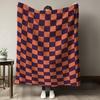 1pc Plaid Orange Purple Patchwork Printed Flannel Blanket, Multifunctional Warm And Cozy, Suitable for Sofa, Bed, Office, Campin