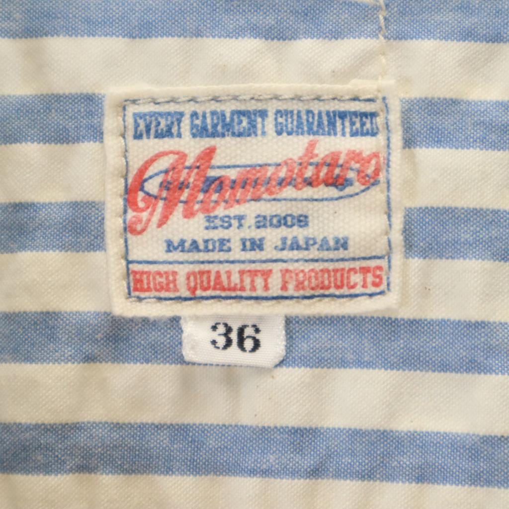 MOMOTARO JEANS Striped Pattern Long Sleeve Pullover Band Collar Shirt Men's Used