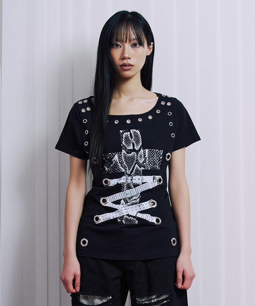 ILLIO Black Eyelet T-Shirts