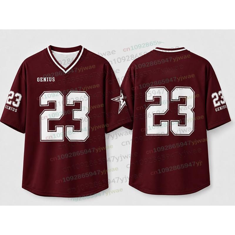 Number 23 TShirt For Men Women Summer Oversized V-neck Jersey Harajuku Trend Short Sleeve Unisex Streetwear Couple Beach Tee
