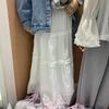 Spring 2026 Korean Style White Moonlight Cotton Midi Skirt