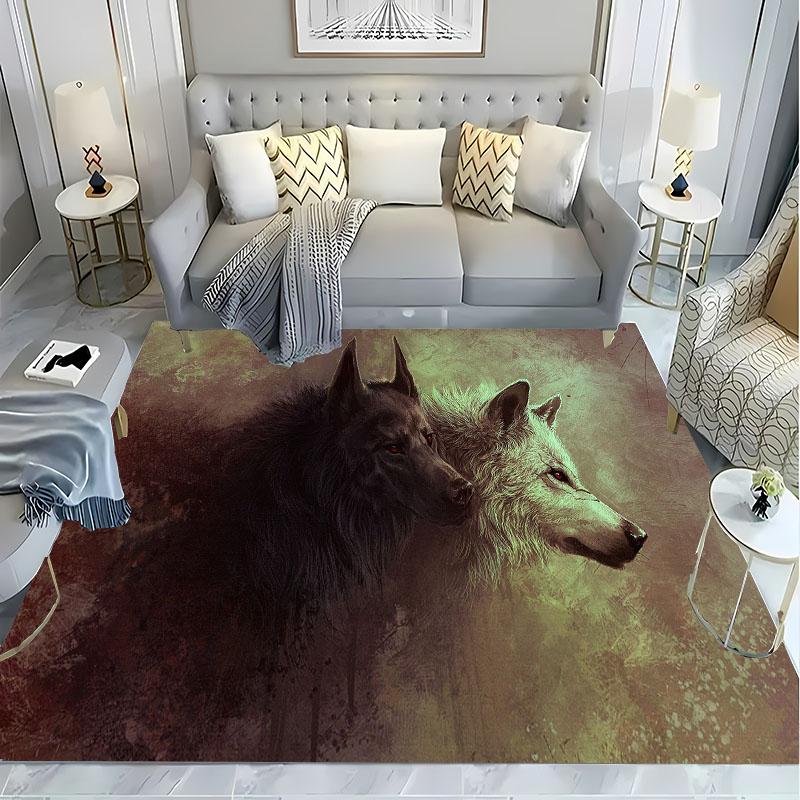 3D Printing Cartoon Wolf Large Area Carpets for Home Living Room Kids Bedroom Sofa Doormat Kitchen Floor Rugs Anti-slip Decor