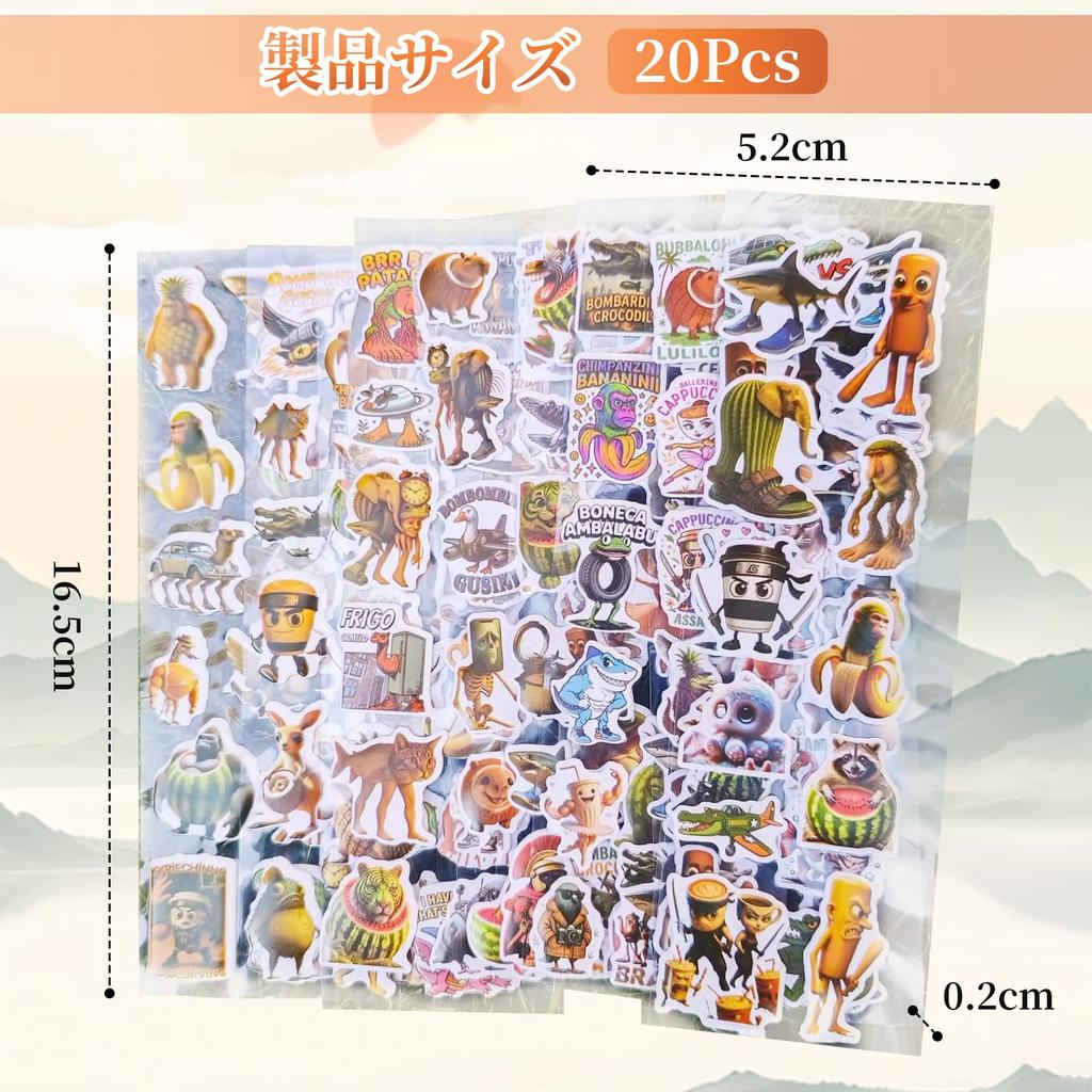 aninako 3D Animal Stickers for Decorative DIY Cell Phone and Gifts x 20-Pack Puku-Puku Planners, Stationery, Birthdays, Calendars, Rewards,