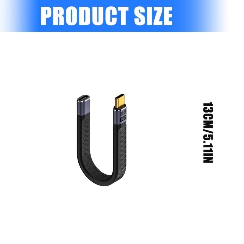 240W 40GB Short USB C to USB C Cable 90 degree Fast Charging Type C Cord 40Gbps Data Transfer Flat Data Charge Extension Cable