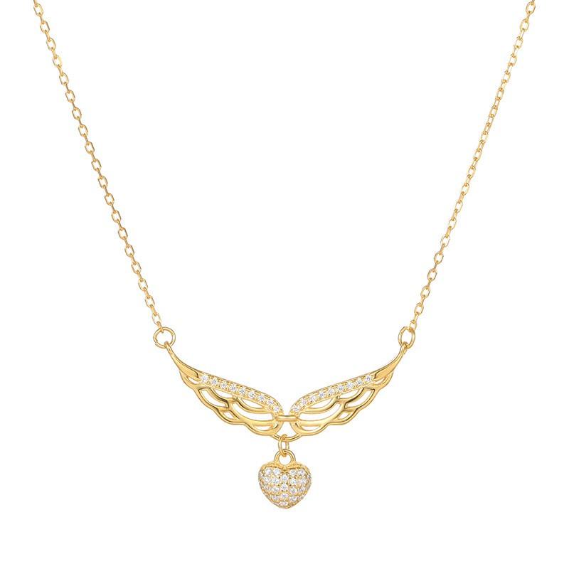 Womens Heart Wings Necklace Clavicle Chain Ins Style Fashion Jewelry