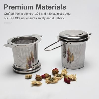Teesieb aus Edelstahl mit Deckel für losen Tee, feinmaschiger Filter