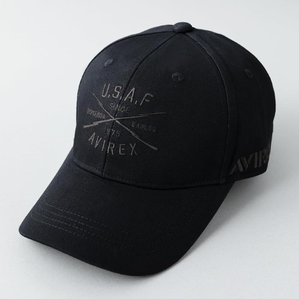 AVIREX ARMY Military Embroidered 6-Panel Low Cap Baseball Cap Hat Men's Full Cap (JP, Alphabet, Free Size, US BASE black)