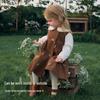 DAVE&BELLA Girls' White Long Sleeve Cotton Shirt